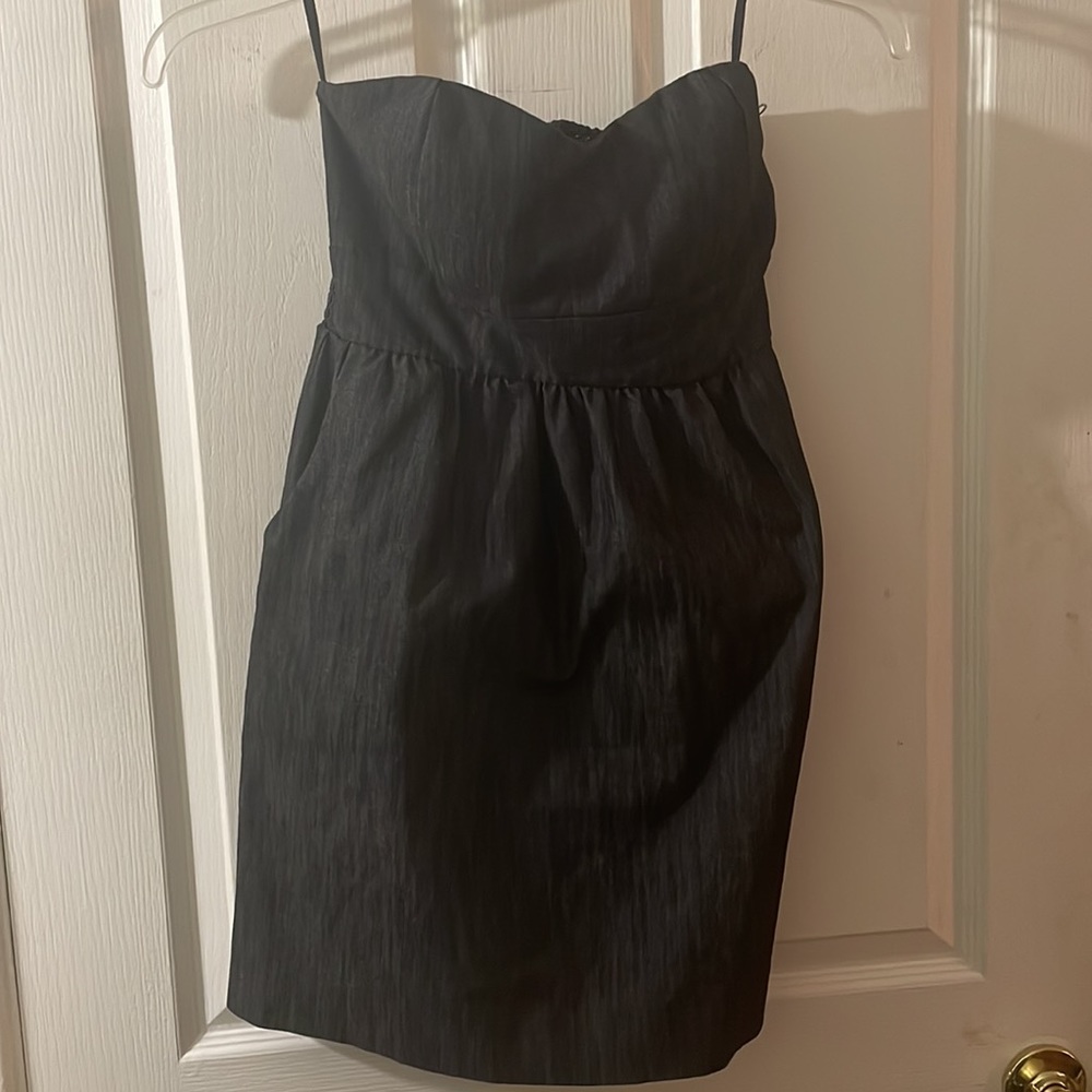 Denim Strapless Sweetheart Mini Dress with pockets Size Large